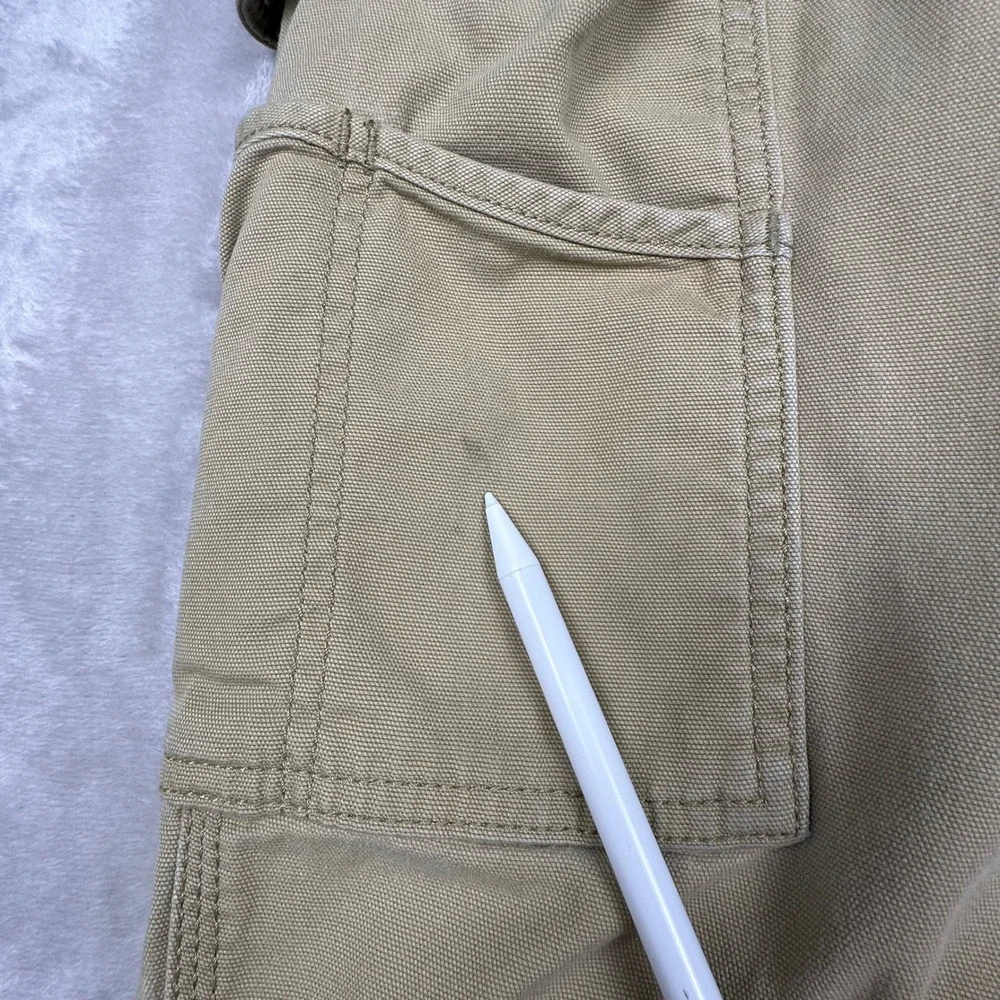 Carhartt Mens Relaxed Fit Cargo Pants Tan Canvas Workwear 40x32 Distressed READ